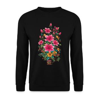 Floral Decoration Vintage Aesthetic Streetwear Design - Unisex Sweatshirt - black - Front - Alina (178cm) & Michal (187cm)