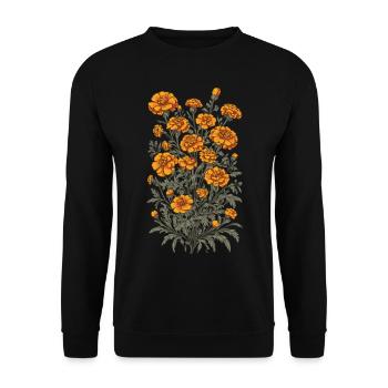 Esthétique Design Tagetes Décoration Florale Vintage - Sweat-shirt Unisexe - noir - Devant - Alina (178cm) & Michal (187cm)