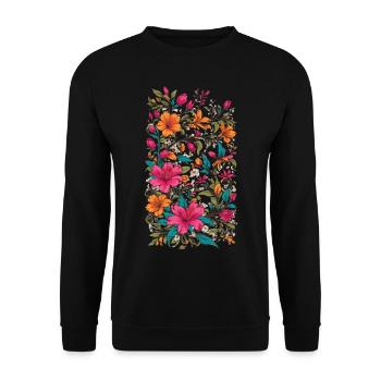Lilies Floral Decoration Vintage Aesthetic Streetwear - Unisex Sweatshirt - black - Front - Alina (178cm) & Michal (187cm)