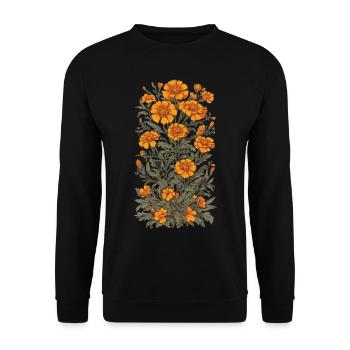 Tagetes Floral Decoration Aesthetic Streetwear - Unisex Sweatshirt - black - Front - Alina (178cm) & Michal (187cm)