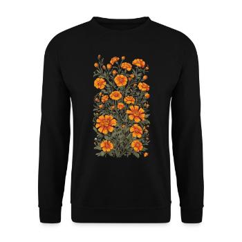 Tagetes Floral Decoration Vintage Aesthetic Streetwear - Unisex Sweatshirt - black - Front - Alina (178cm) & Michal (187cm)