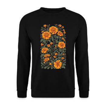 Aesthetics Tagetes Floral Decoration Vintage - Unisex Sweatshirt - black - Front - Alina (178cm) & Michal (187cm)
