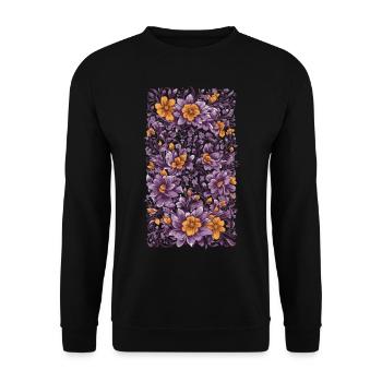 Purple Floral Decoration Vintage and Streetwear Design - Unisex Sweatshirt - black - Front - Alina (178cm) & Michal (187cm)