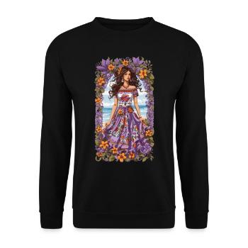 Spanische Schönheit Blumen Deko Vintage Bohemian - Unisex Pullover - Schwarz - Vorne - Alina (178cm) & Michal (187cm)