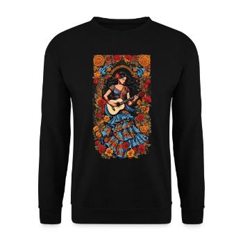 Spanische Gitarristin Ikonische Musik Aesthetic - Unisex Pullover - Schwarz - Vorne - Alina (178cm) & Michal (187cm)