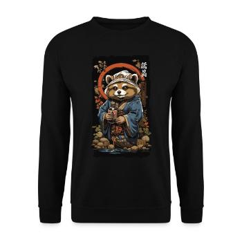 Raccoon Dog Japanese Sake Vintage Kanji Art - Unisex Sweatshirt - black - Front - Alina (178cm) & Michal (187cm)