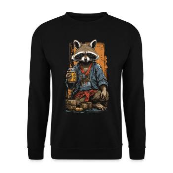Raton laveur japonais saké Vintage Kanji Art - Sweat-shirt Unisexe - noir - Devant - Alina (178cm) & Michal (187cm)