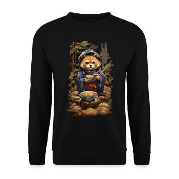 Marderhund Japanische Ramen Nudelsuppen Aesthetic - Unisex Pullover - Schwarz - Vorne - Alina (178cm) & Michal (187cm)