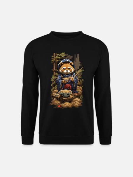 Marderhund Japanische Ramen Nudelsuppen Aesthetic - Unisex Pullover - Schwarz