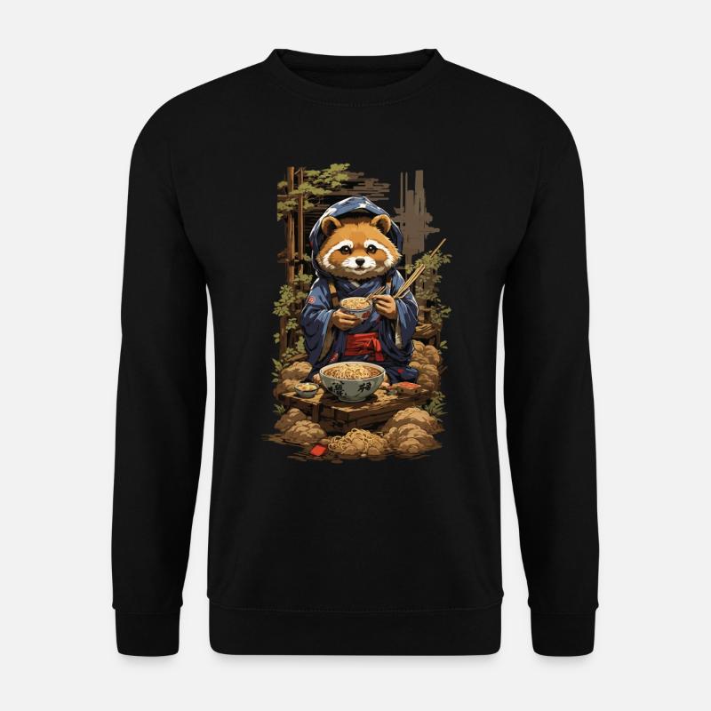 Marderhund Japanische Ramen Nudelsuppen Aesthetic - Unisex Pullover - Schwarz