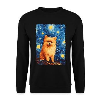 Zwergspitz Starry Night - Unisex Pullover - Schwarz - Vorne - Alina (178cm) & Michal (187cm)