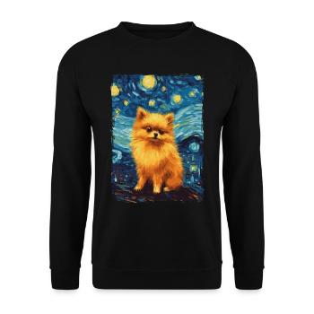 Zwergspitz Starry Night - Unisex Pullover - Schwarz - Vorne - Alina (178cm) & Michal (187cm)
