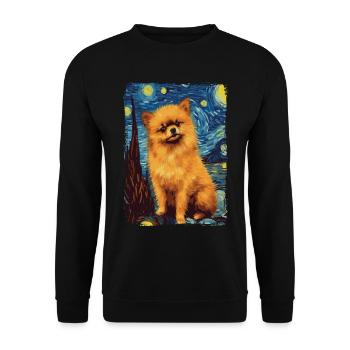 Zwergspitz Starry Night - Unisex Pullover - Schwarz - Vorne - Alina (178cm) & Michal (187cm)
