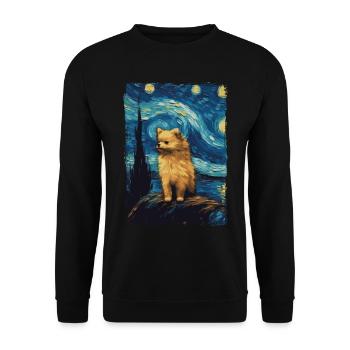 Zwergspitz Starry Night - Unisex Pullover - Schwarz - Vorne - Alina (178cm) & Michal (187cm)
