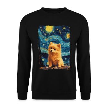 Zwergspitz Starry Night - Unisex Pullover - Schwarz - Vorne - Alina (178cm) & Michal (187cm)