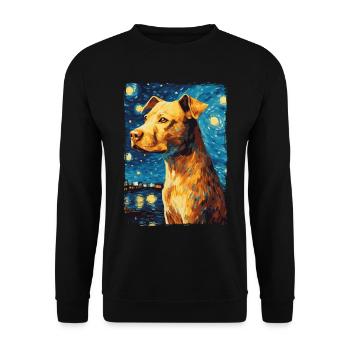 Pitbull Dog Starry Night - Unisex Sweatshirt - black - Front - Alina (178cm) & Michal (187cm)