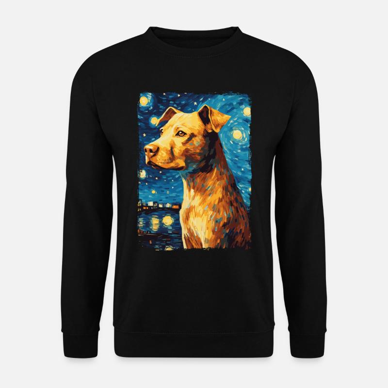 Pitbull Dog Starry Night - Unisex Sweatshirt - black