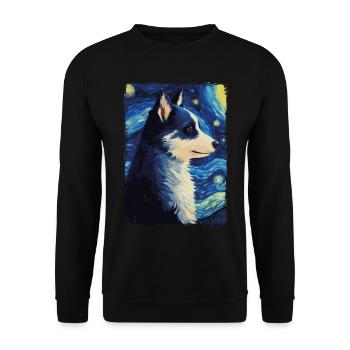 Husky Starry Night - Unisex Pullover - Schwarz - Vorne - Alina (178cm) & Michal (187cm)