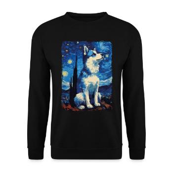 Husky Starry Night - Unisex Pullover - Schwarz - Vorne - Alina (178cm) & Michal (187cm)
