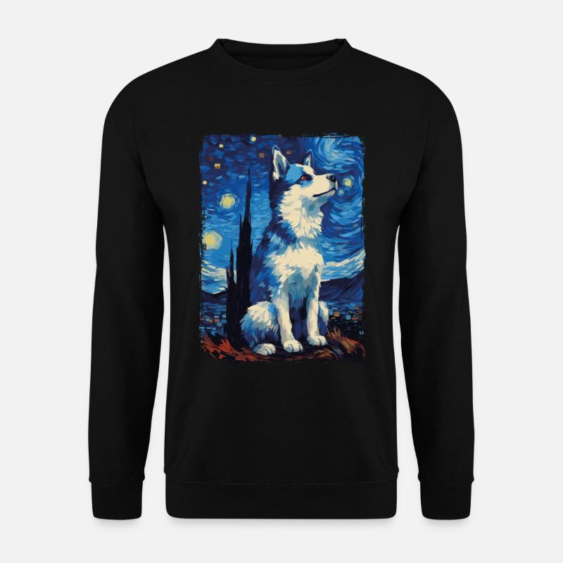 Husky Starry Night - Unisex Sweatshirt - black