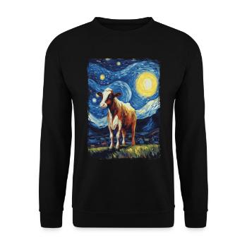 Vache Nuit étoilée - Sweat-shirt Unisexe - noir - Devant - Alina (178cm) & Michal (187cm)
