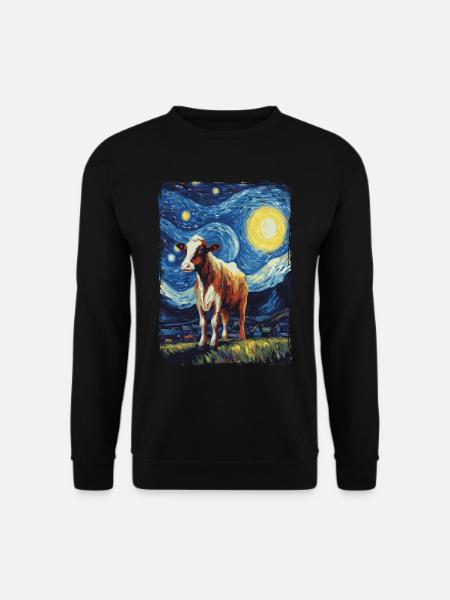 Kuh Starry Night - Unisex Pullover - Schwarz