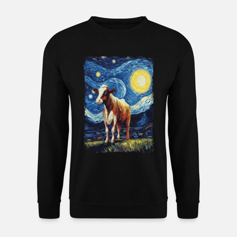 Cow Starry Night - Unisex Sweatshirt - black