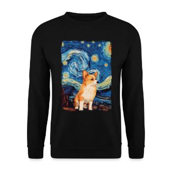 Corgi Starry Night - Unisex Pullover - Schwarz - Vorne - Alina (178cm) & Michal (187cm)