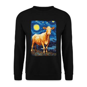 Kuh Starry Night - Unisex Pullover - Schwarz - Vorne - Alina (178cm) & Michal (187cm)