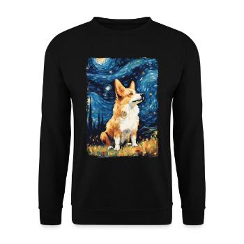 Corgi Starry Night - Unisex Pullover - Schwarz - Vorne - Alina (178cm) & Michal (187cm)