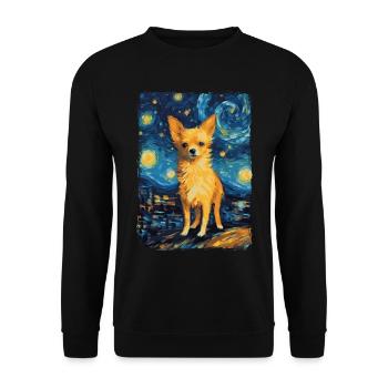 Chihuahua Starry Night - Unisex Pullover - Schwarz - Vorne - Alina (178cm) & Michal (187cm)