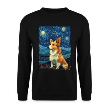 Corgi Starry Night - Unisex Pullover - Schwarz - Vorne - Alina (178cm) & Michal (187cm)