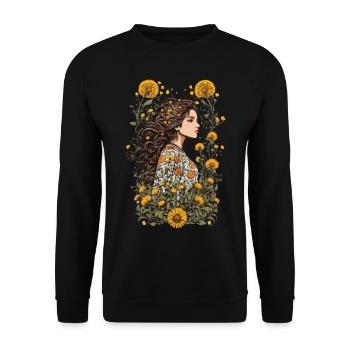 Pissenlit Vintage Floral Streetwear esthétique - Sweat-shirt Unisexe - noir - Devant - Alina (178cm) & Michal (187cm)