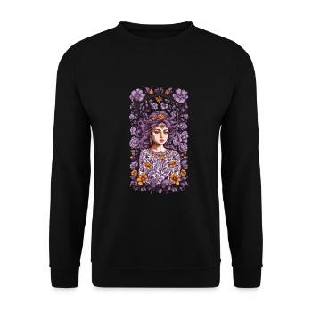 Vintage Floral Design Aesthetic Streetwear Decoration - Unisex Sweatshirt - black - Front - Alina (178cm) & Michal (187cm)