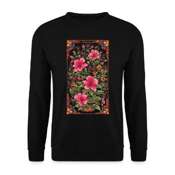 Deco Floral Vintage Aesthetic Streetwear Design - Unisex Sweatshirt - black - Front - Alina (178cm) & Michal (187cm)