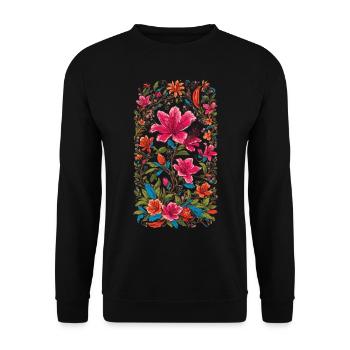 Aesthetic Floral Decoration Vintage Streetwear Design - Unisex Sweatshirt - black - Front - Alina (178cm) & Michal (187cm)