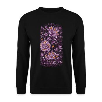 Blumen Deko Vintage Streetwear Design - Unisex Pullover - Schwarz - Vorne - Alina (178cm) & Michal (187cm)