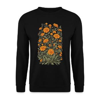 Vintage Floral Design Tagetes esthétique - Sweat-shirt Unisexe - noir - Devant - Alina (178cm) & Michal (187cm)