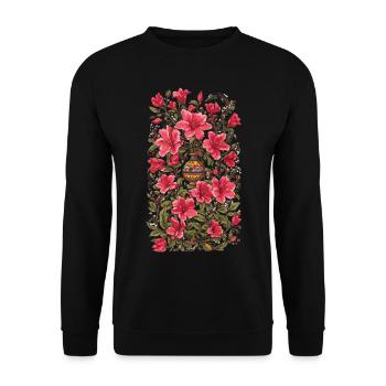 Floral Boho Vintage Aesthetic Streetwear Design - Unisex Sweatshirt - black - Front - Alina (178cm) & Michal (187cm)