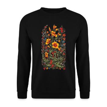 Bohemian Floral Vintage Aesthetic Streetwear - Unisex Sweatshirt - black - Front - Alina (178cm) & Michal (187cm)