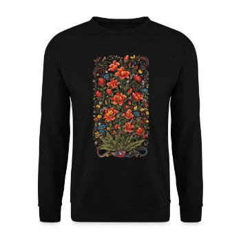 Colorful Floral Decoration Vintage Aesthetic Streetwear - Unisex Sweatshirt - black - Front - Alina (178cm) & Michal (187cm)