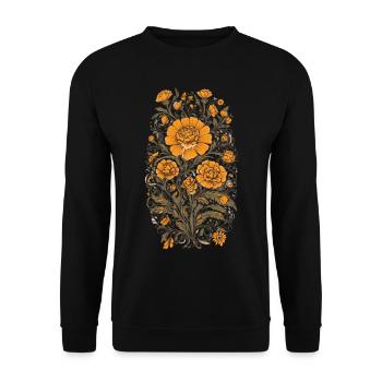 Tagetes Floral Decoration Aesthetic Vintage Design - Unisex Sweatshirt - black - Front - Alina (178cm) & Michal (187cm)