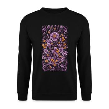 Floral Decoration Vintage Aesthetic Streetwear - Unisex Sweatshirt - black - Front - Alina (178cm) & Michal (187cm)