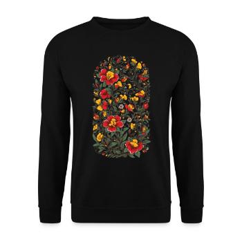 Blumen Deko Ästhetische Streetwear Design - Unisex Pullover - Schwarz - Vorne - Alina (178cm) & Michal (187cm)