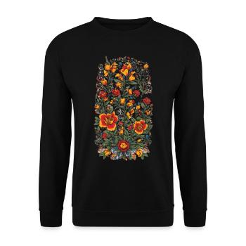 Floral Vintage Aesthetic Streetwear Design - Unisex Sweatshirt - black - Front - Alina (178cm) & Michal (187cm)