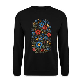 Floral Decoration Vintage Aesthetic Streetwear Design - Unisex Sweatshirt - black - Front - Alina (178cm) & Michal (187cm)