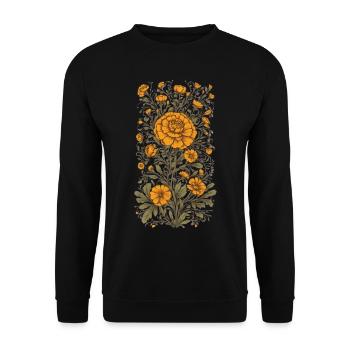 Tagetes Floral Decoration Aesthetic Vintage Streetwear - Unisex Sweatshirt - black - Front - Alina (178cm) & Michal (187cm)