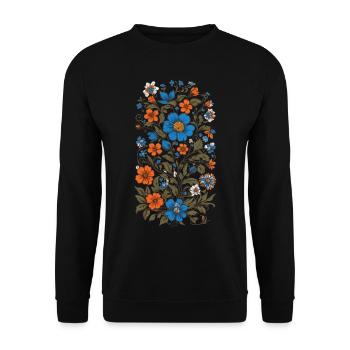 Floral Decoration Vintage Aesthetic Streetwear Design - Unisex Sweatshirt - black - Front - Alina (178cm) & Michal (187cm)
