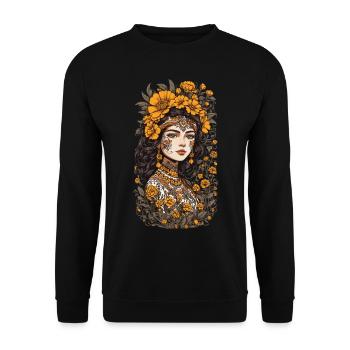 Décoration florale Vintage Esthétique Streetwear Design - Sweat-shirt Unisexe - noir - Devant - Alina (178cm) & Michal (187cm)