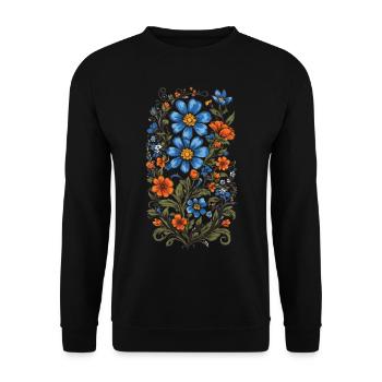 Floral Decoration Vintage Aesthetic Streetwear Design - Unisex Sweatshirt - black - Front - Alina (178cm) & Michal (187cm)